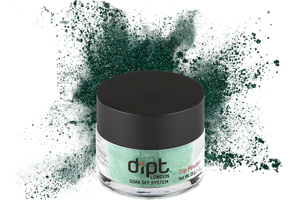 dipt dark fern green nail powder, sparkly forest green dip powder