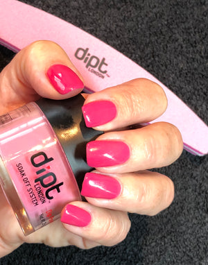 dipt fun, bright pink nail powder, hot pink nails