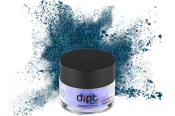 dipt jewel blue with glitter nail powder, glitter blue dip powder