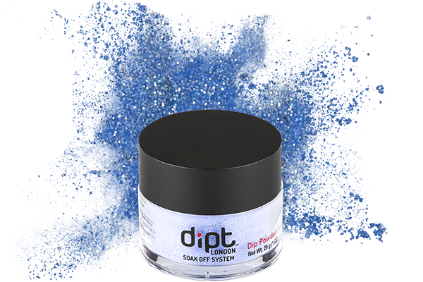 dipt sparkly light blue dip powder, blue sparkle nail powder
