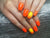 dipt happiness, bright orange nails dip powder