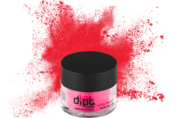 dipt bright coral red dip powder, candy apple red nail powder