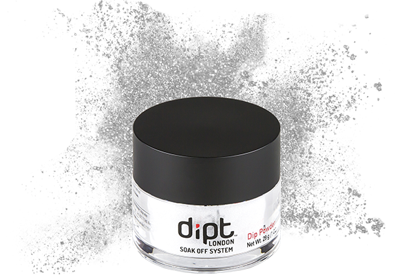 dipt pale grey shimmery dip powder, sparkly light grey nail powder