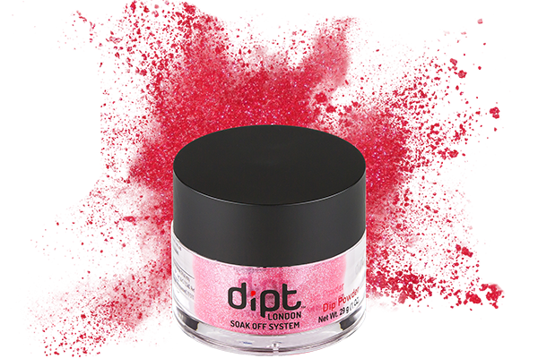 dipt pink-red shimmer nail powder, red pink dip powder
