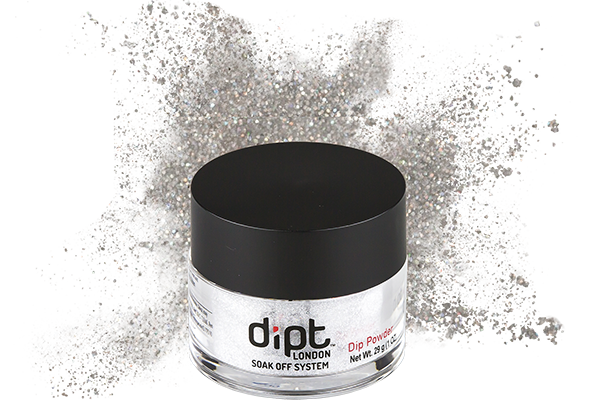 dipt sparkly silver dip powder, silver nail powder